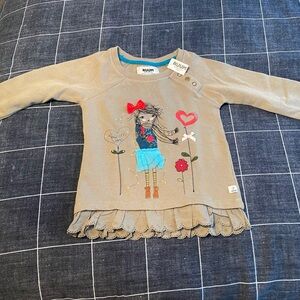 Ruum Beige Kids Long Sleeve Top with Graphic